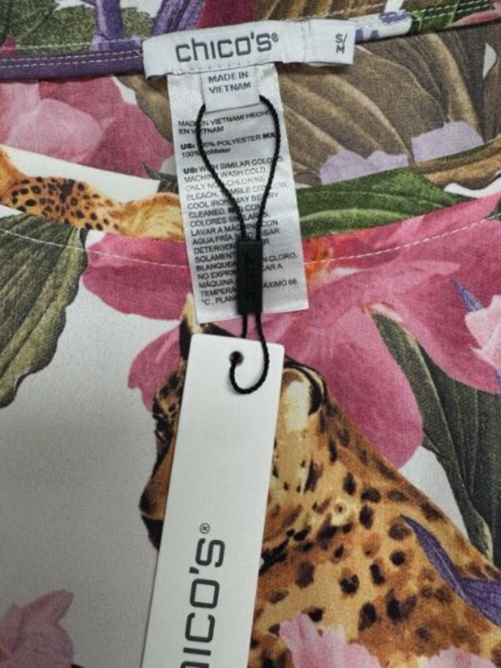 Chico's Floral-Print Poncho S/M - Picture 4 of 4